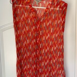 Lucky Brand Orange Patterned Sleeveless Blouse